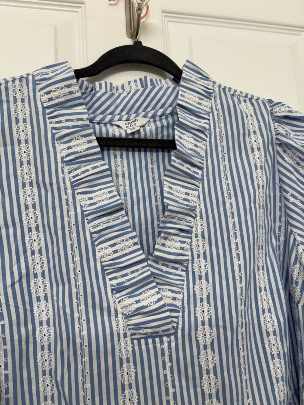 Crown & Ivy Blue and White Tiered Dress 2XL - Picture 2 of 5